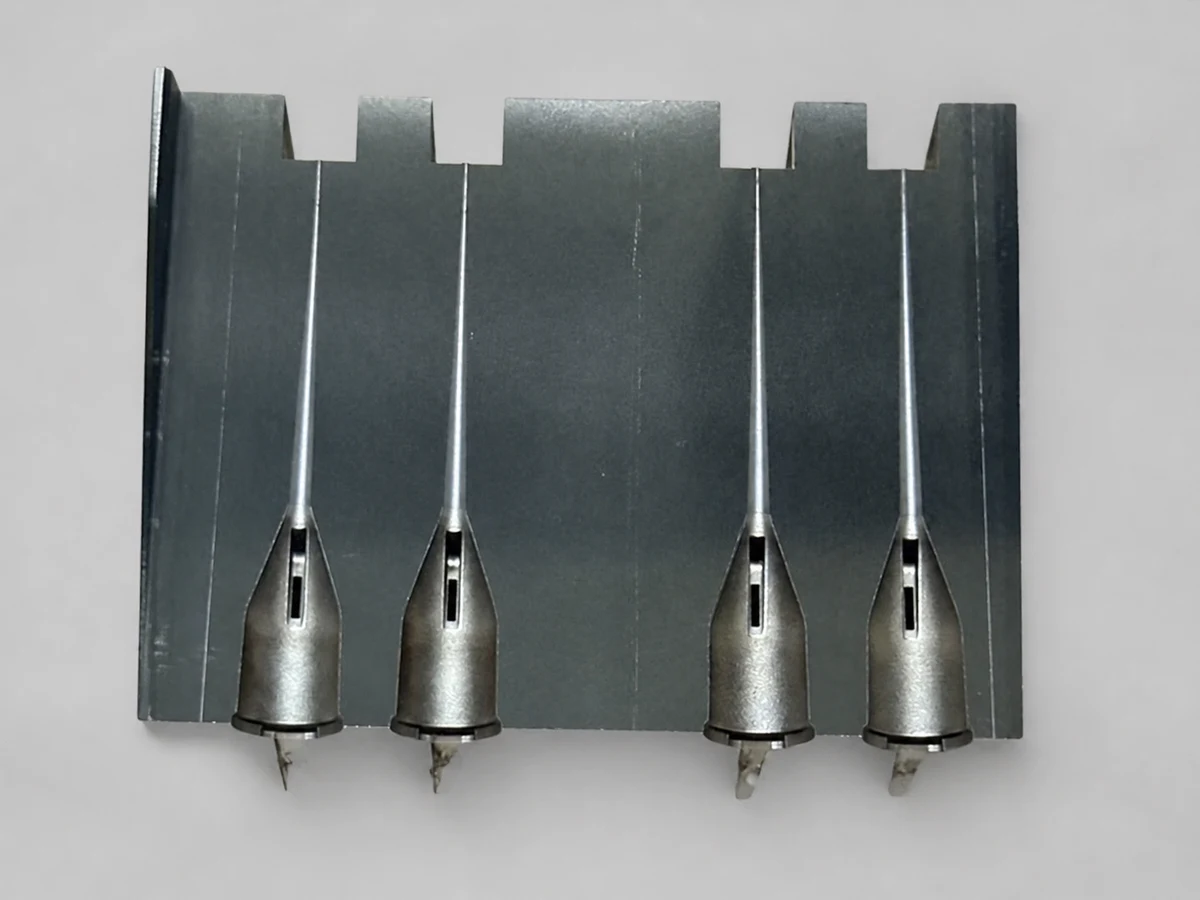 Four specialized core and ejector pins based on Huicheng company photography, professionally retouched